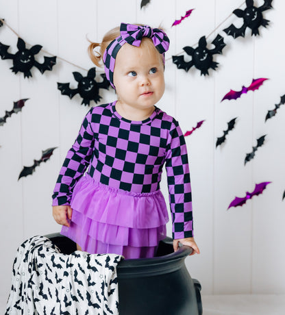 SPOOKY CHECKERS DREAM TUTU BODYSUIT DRESS