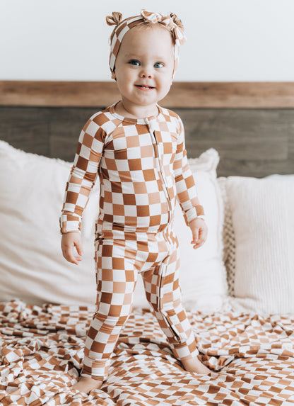 CHESTNUT CHECKERS DREAM ROMPER