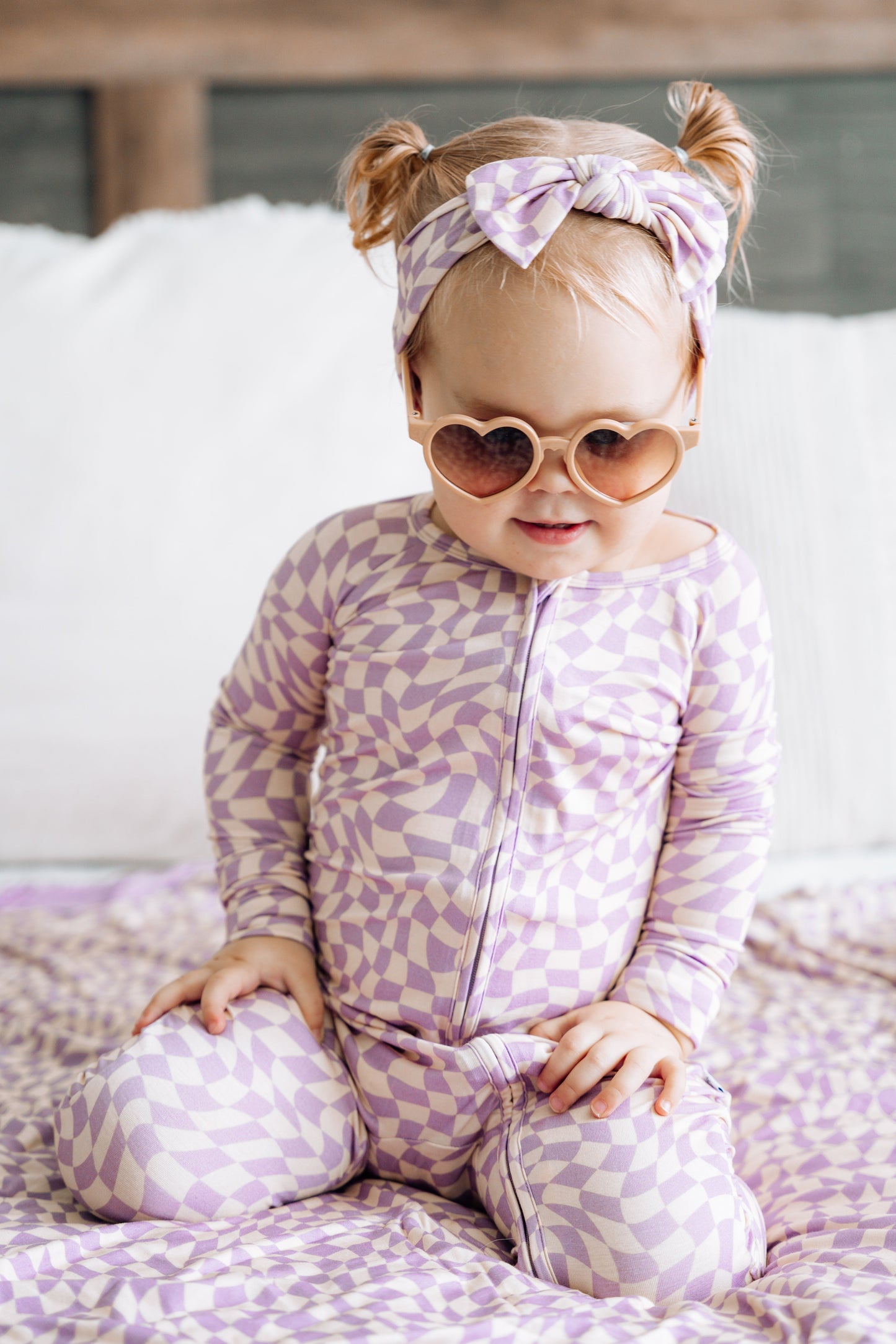 PLUM WAVY CHECKERS DREAM ROMPER