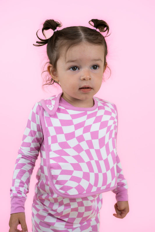 BUBBLEGUM WAVY CHECKERS DREAM BABY BIB