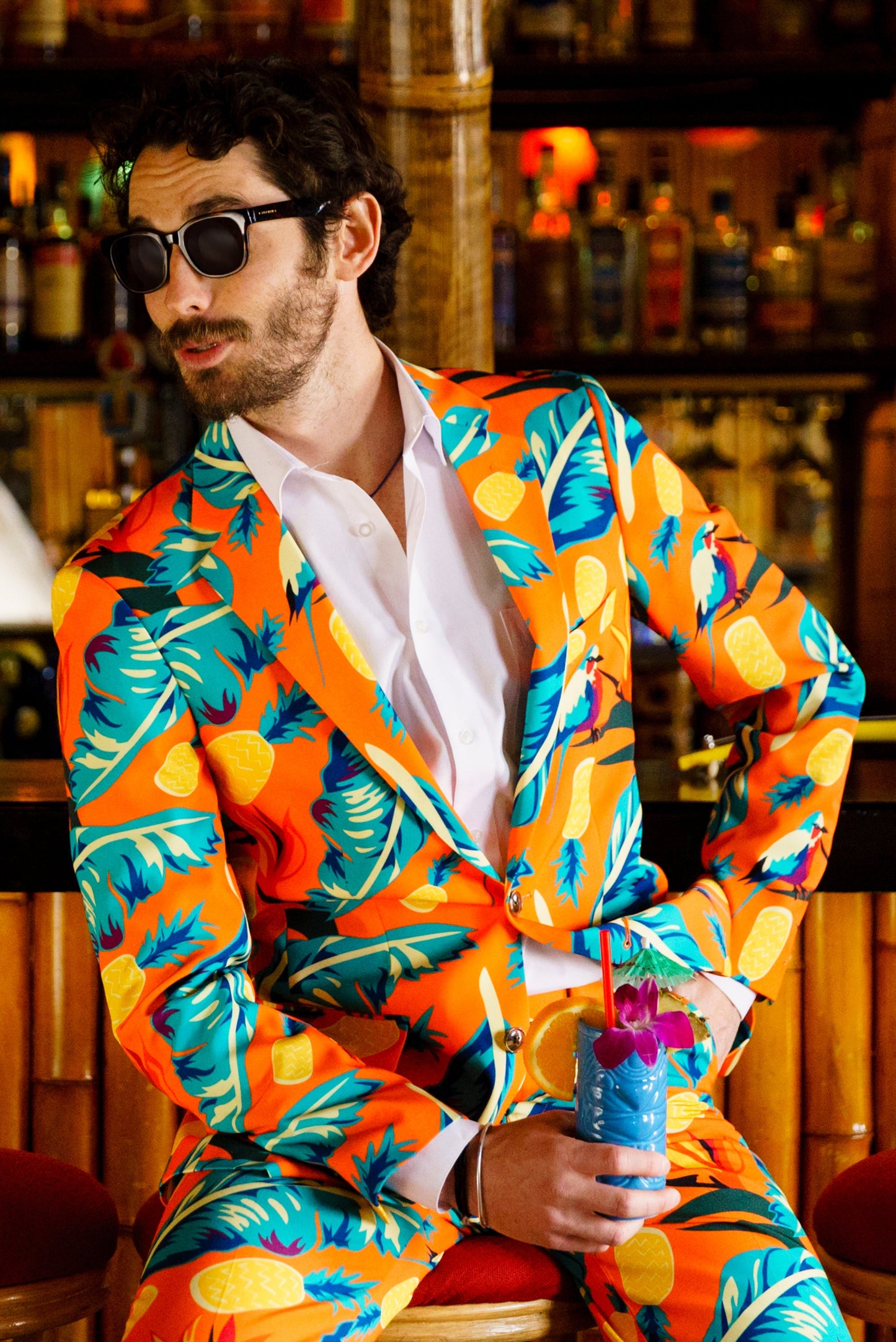 The Cruise Ship Casanova | Orange Hawaiian Suit