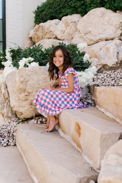 RED, WHITE & TRUMAN DREAM RUFFLE DRESS