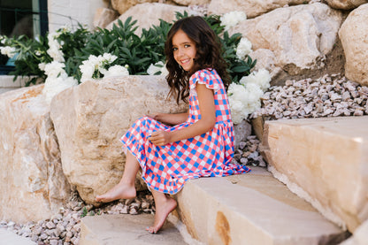 RED, WHITE & TRUMAN DREAM RUFFLE DRESS