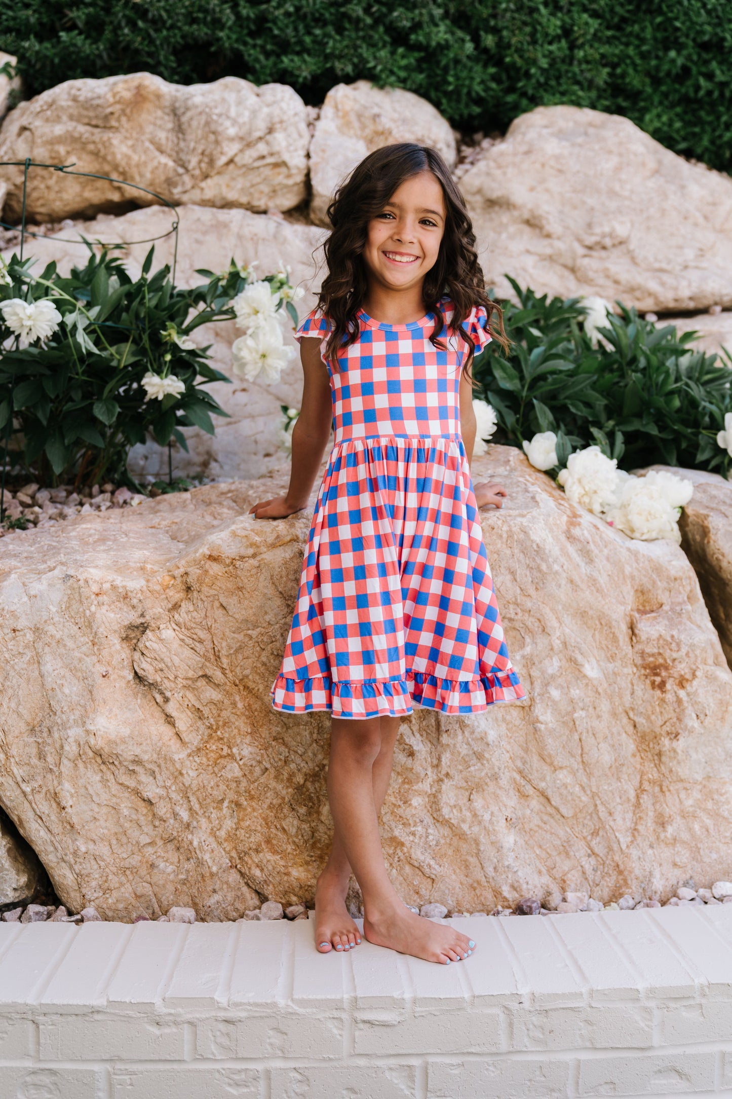 RED, WHITE & TRUMAN DREAM RUFFLE DRESS