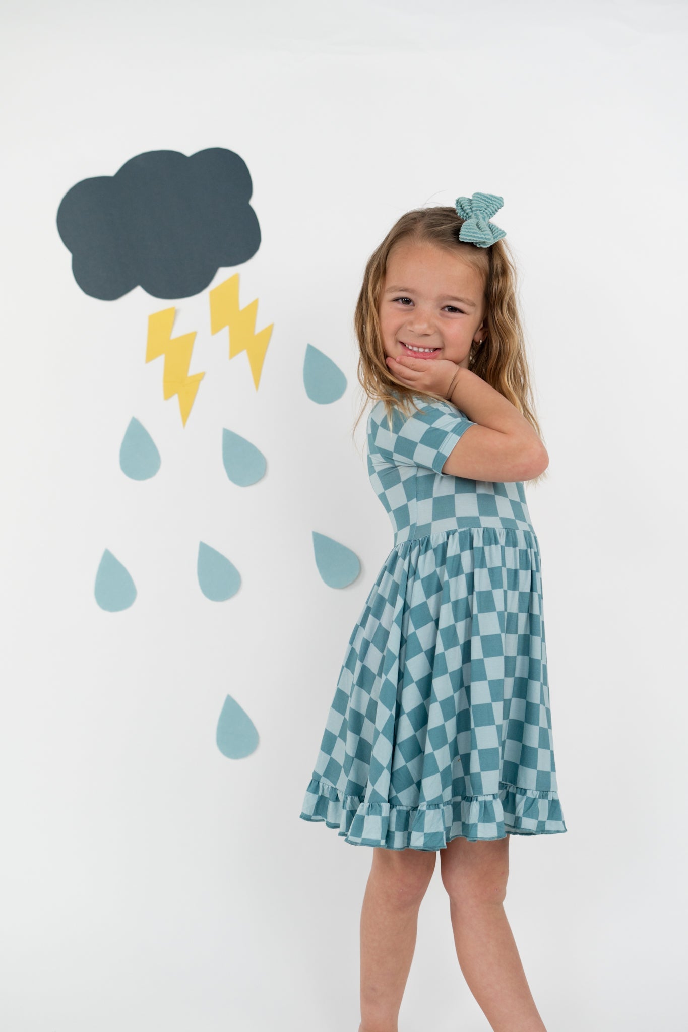 STORMY CHECKERS DREAM RUFFLE DRESS