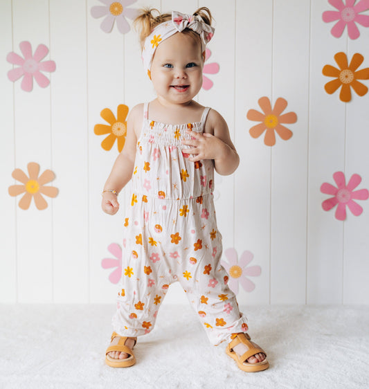 YIN YANG DAISIES SMOCKED JUMPSUIT