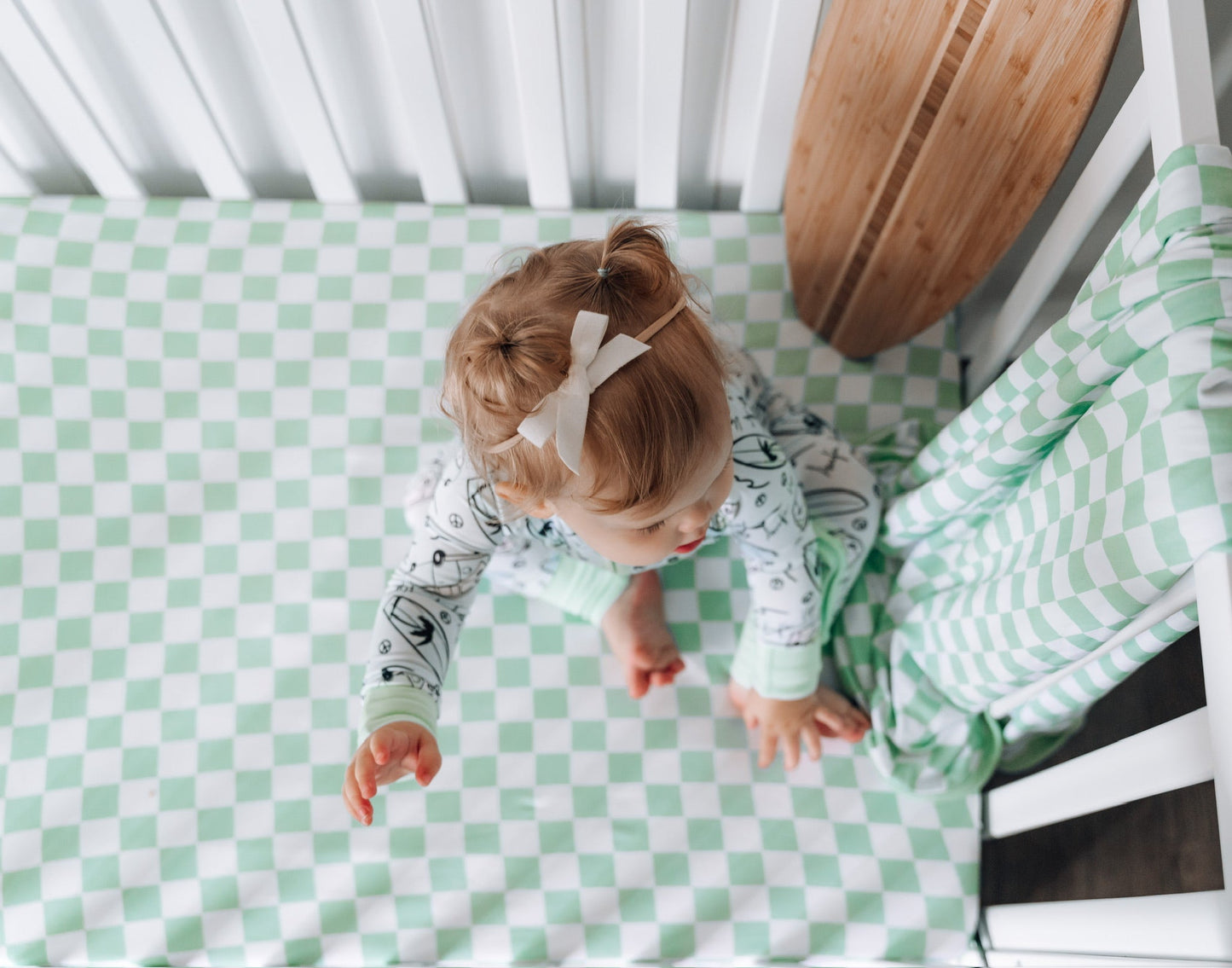 MINT CHECKERS DREAM CRIB SHEET