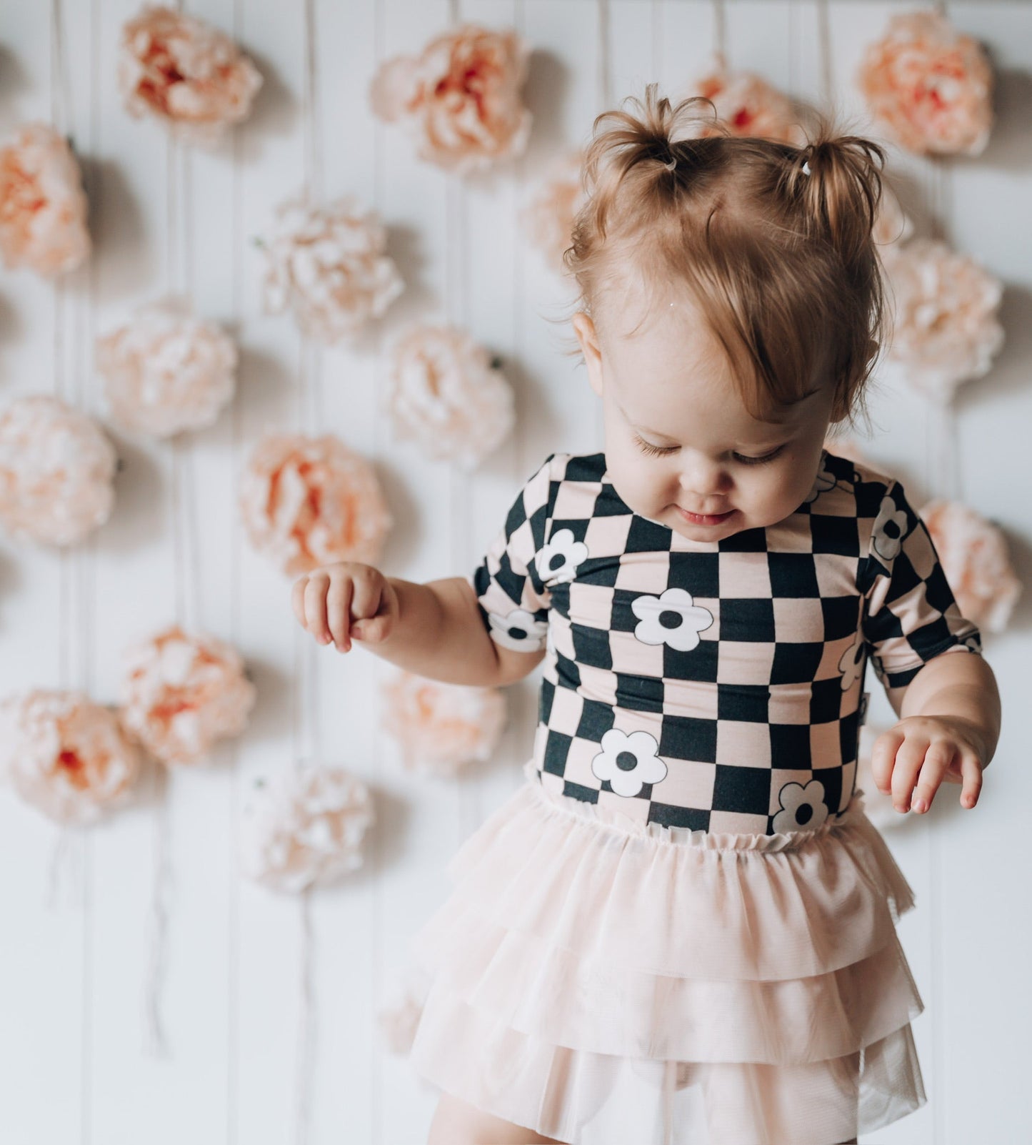 RETRO DAISY CHECKS DREAM TUTU BODYSUIT DRESS