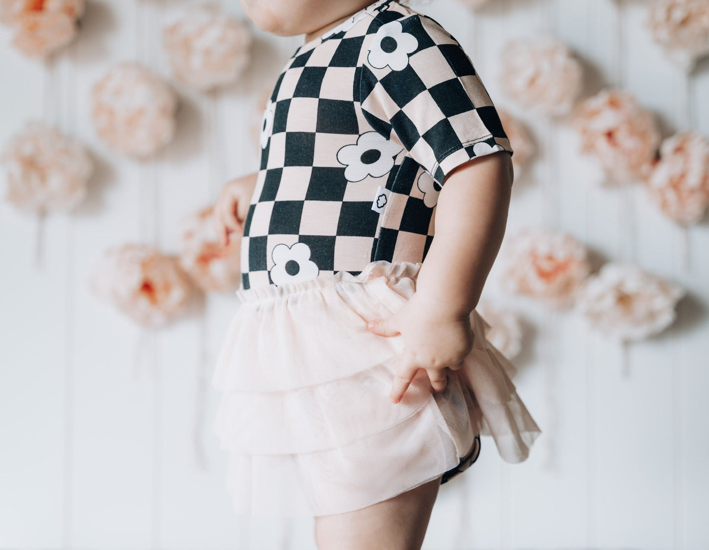 RETRO DAISY CHECKS DREAM TUTU BODYSUIT DRESS