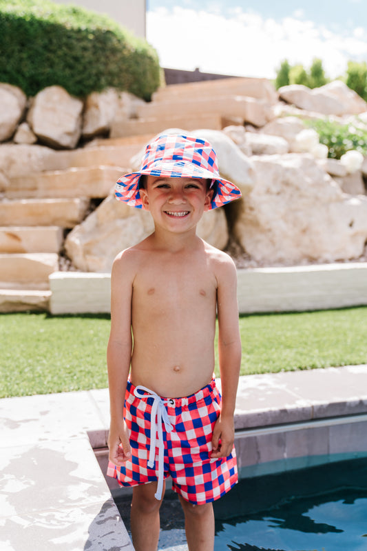 RED, WHITE & TRUMAN DREAM SWIM TRUNKS