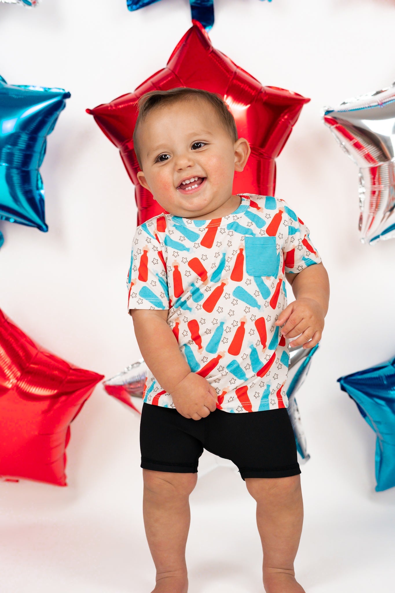 BURSTING RED WHITE & BLUE DREAM POCKET TEE