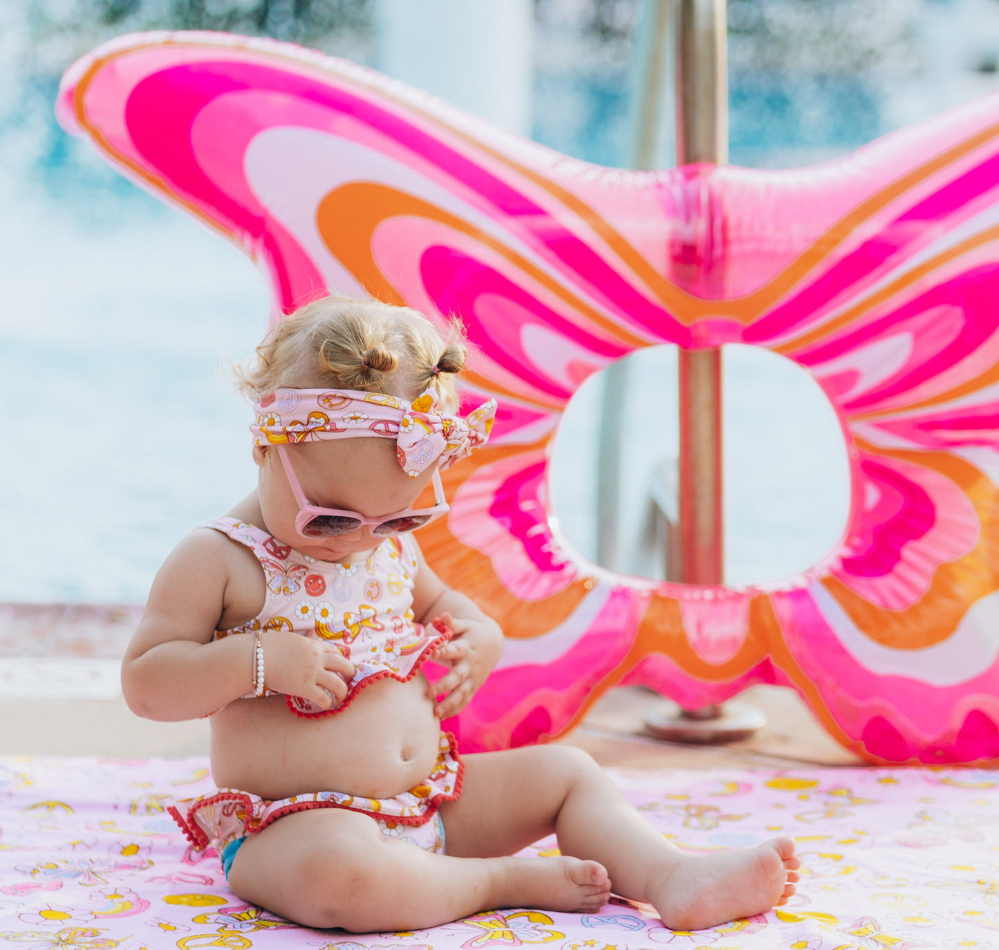 BUTTERFLY DAISY DREAM RUFFLE TWO PIECE SWIM SUIT