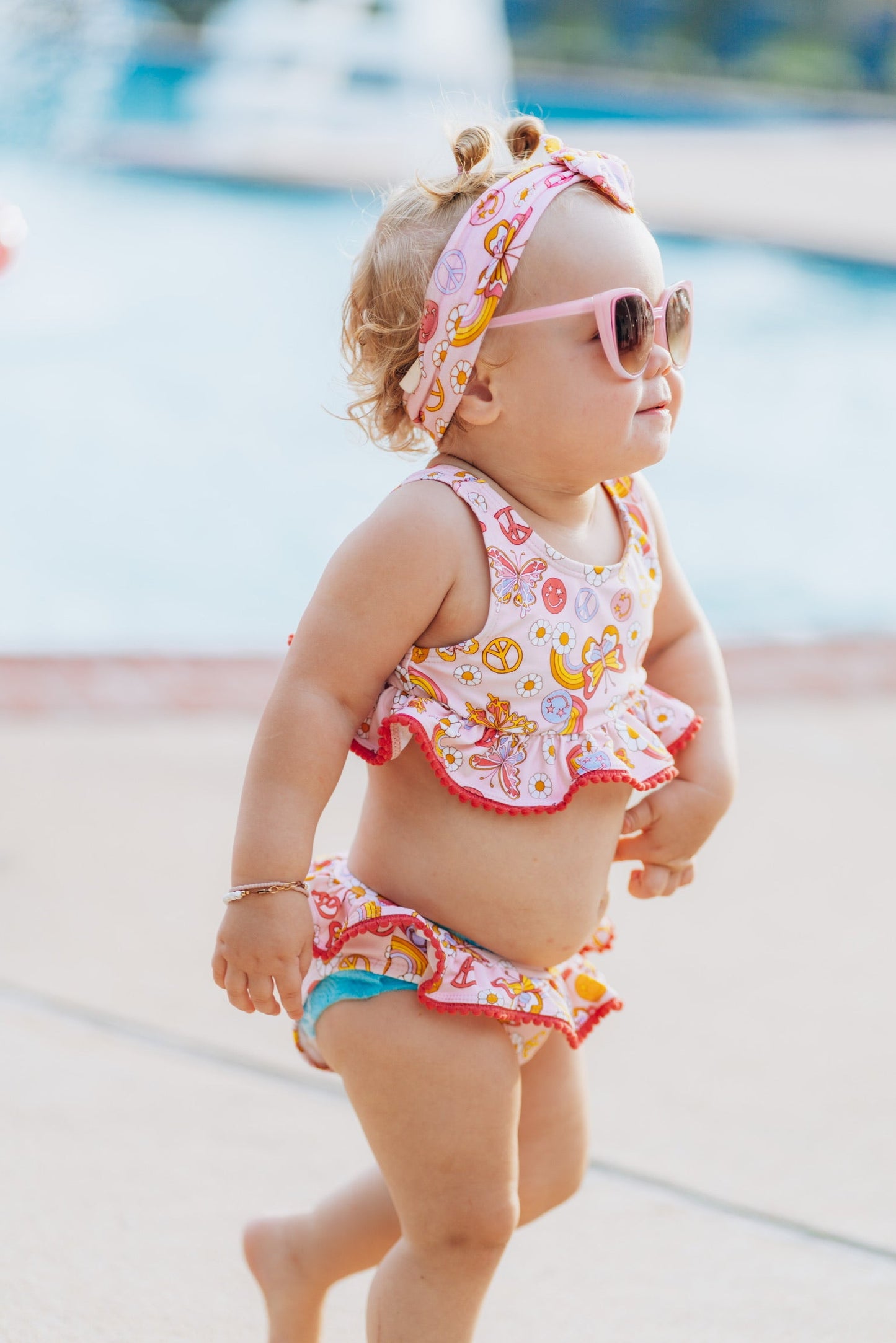 BUTTERFLY DAISY DREAM RUFFLE TWO PIECE SWIM SUIT