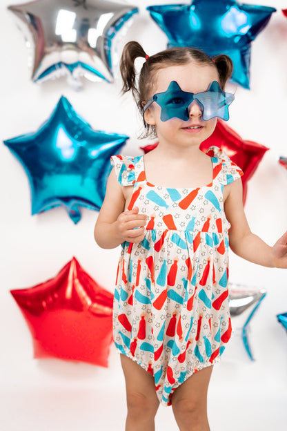 BURSTING RED WHITE & BLUE DREAM BUBBLE ROMPER