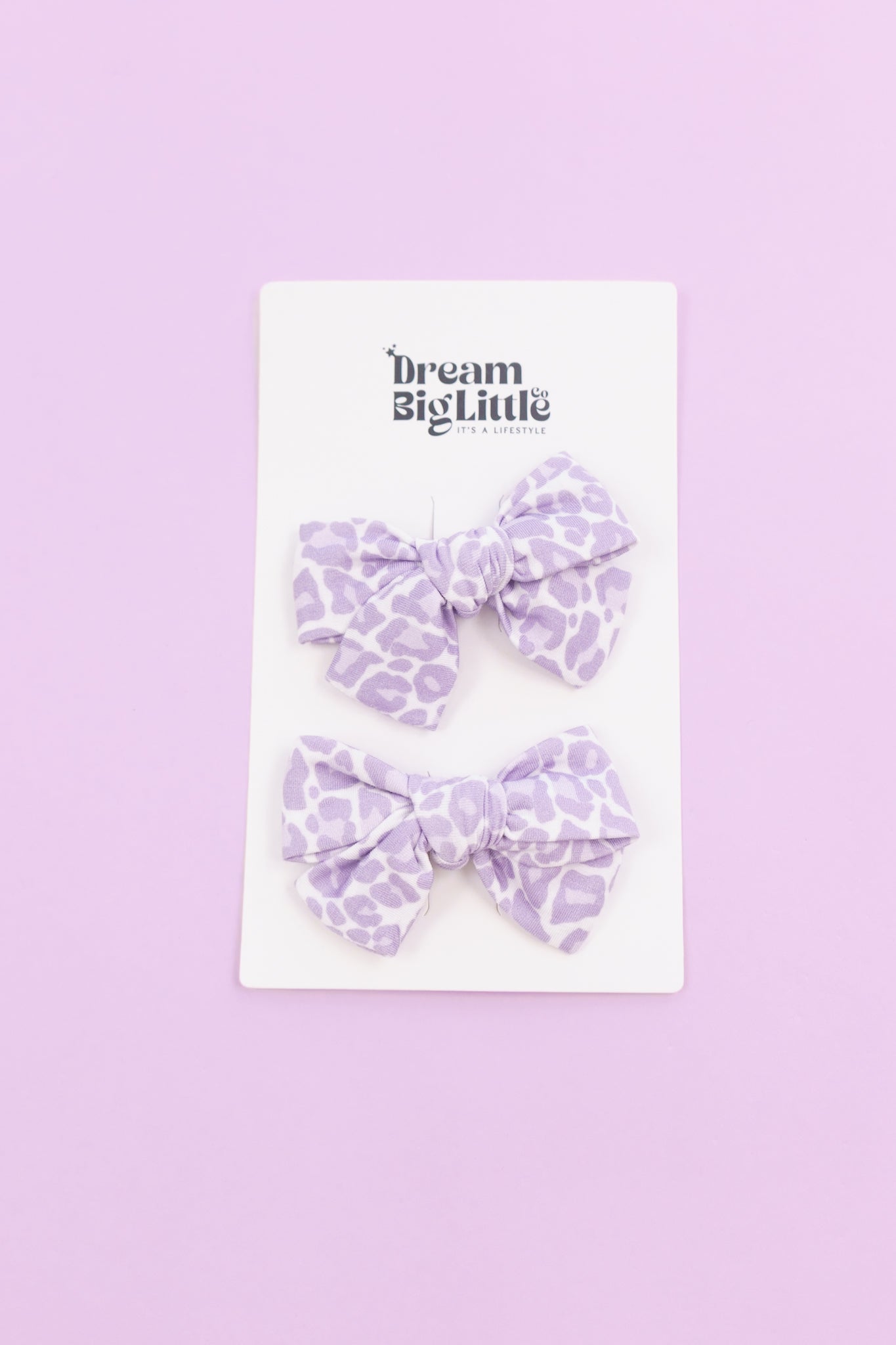 LAVENDER LEOPARD DREAM BOW HAIR CLIPS