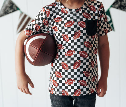 CHECKERED FOOTBALL DREAM POCKET TEE