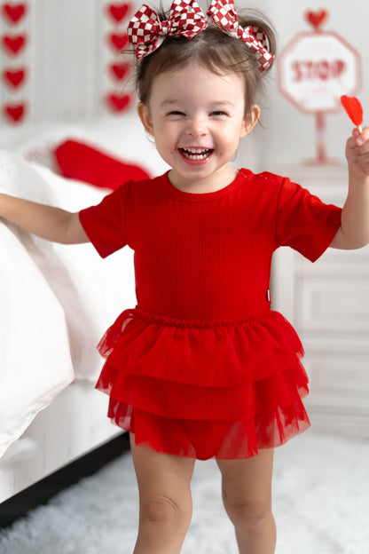 RED RIB DREAM TUTU BODYSUIT DRESS