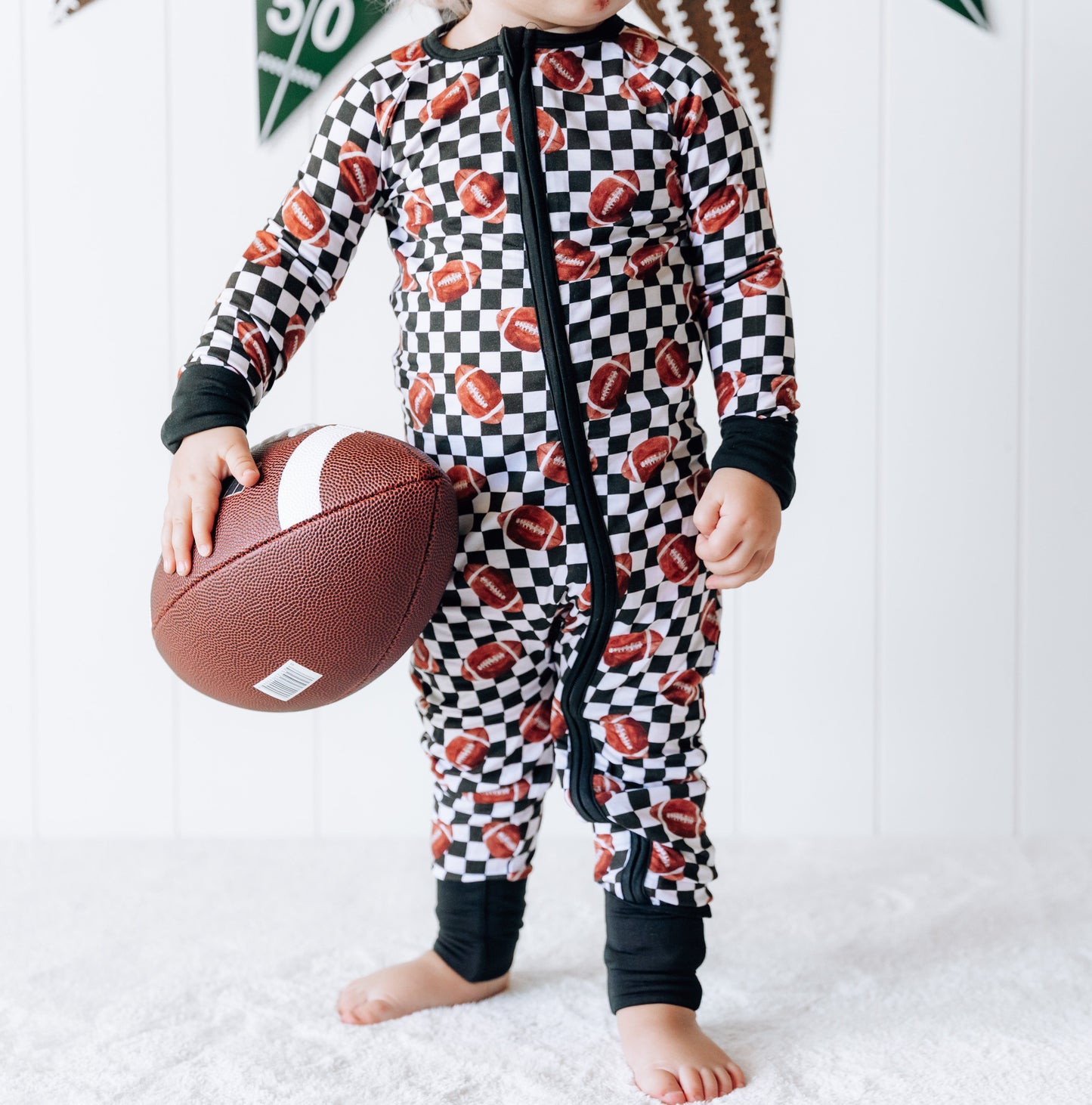 CHECKERED FOOTBALL DREAM ROMPER