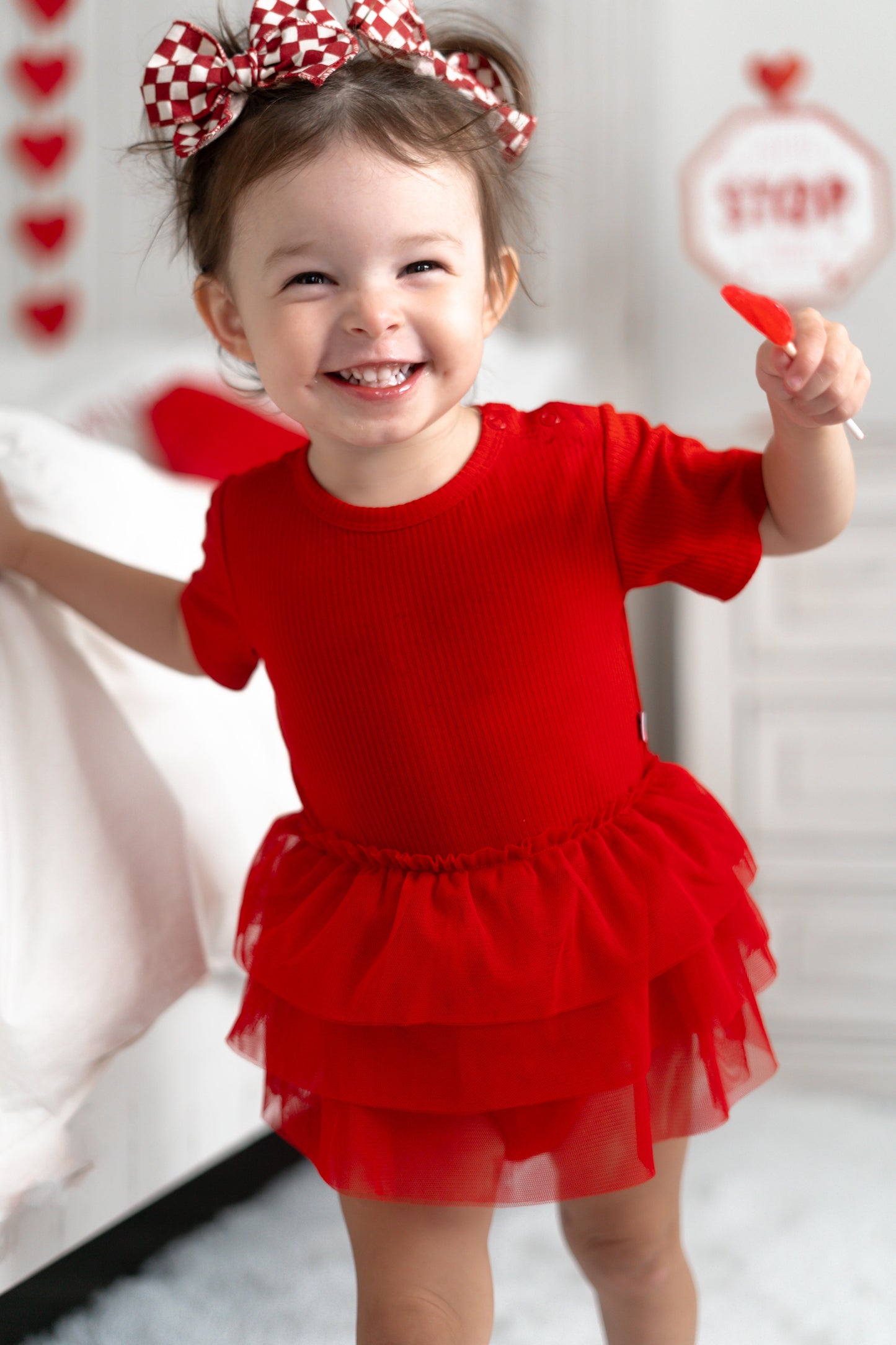 RED RIB DREAM TUTU BODYSUIT DRESS