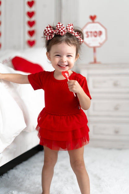 RED RIB DREAM TUTU BODYSUIT DRESS