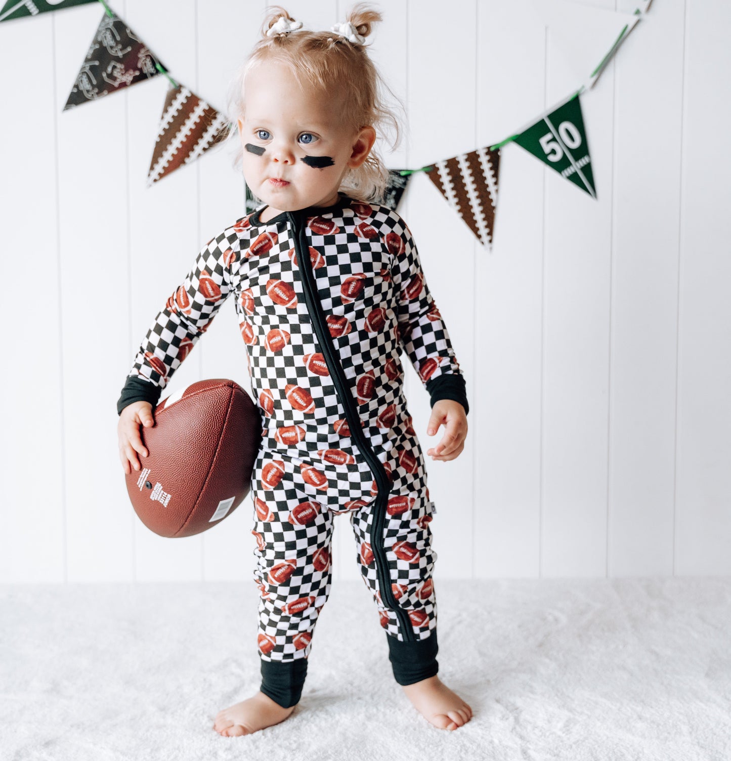 CHECKERED FOOTBALL DREAM ROMPER