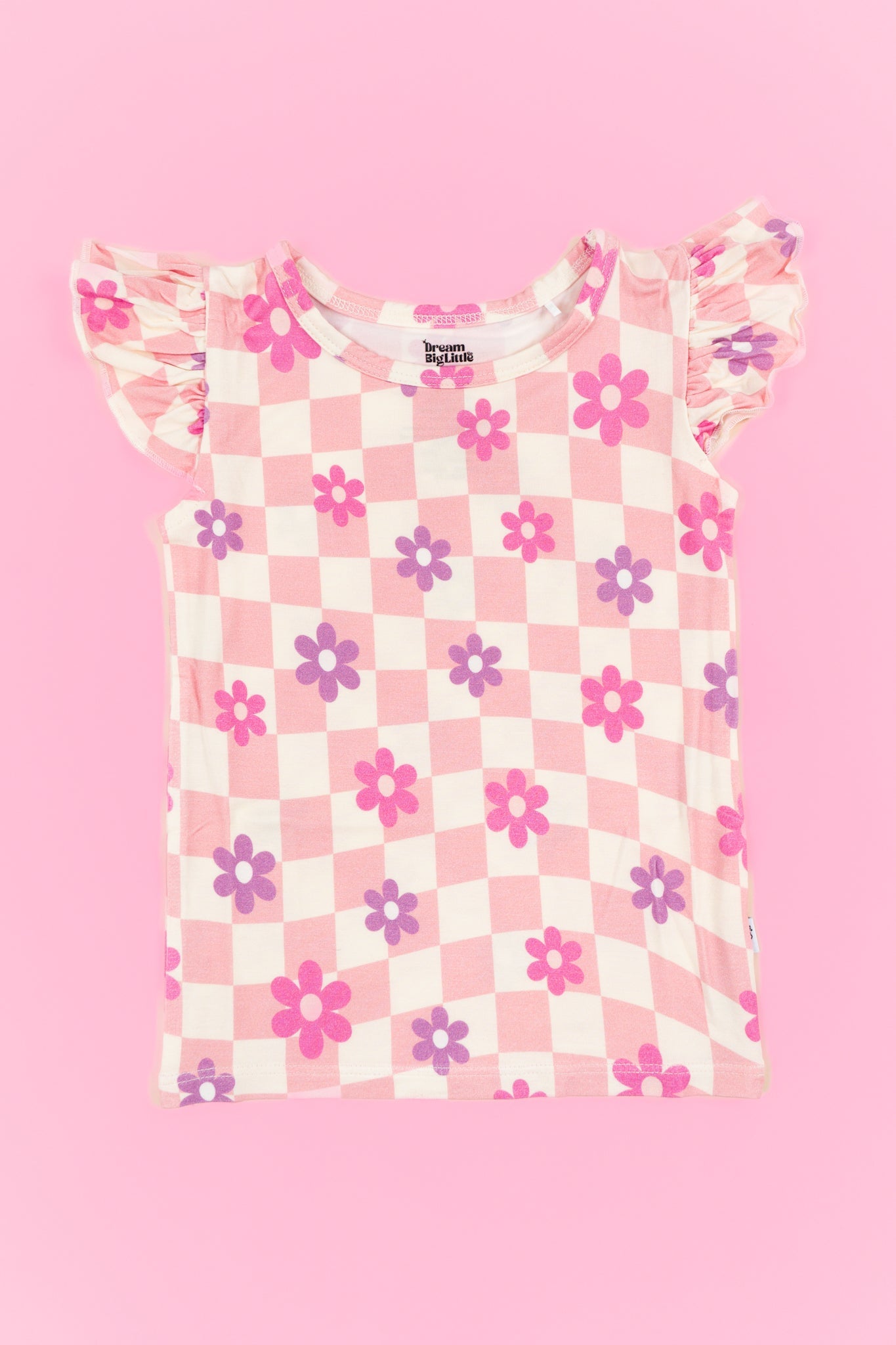 WAVY DAISY CHECKERS DREAM CAP SLEEVE TOP