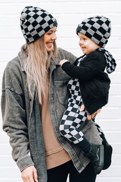 CHARCOAL CHECKERS DREAM BEANIE