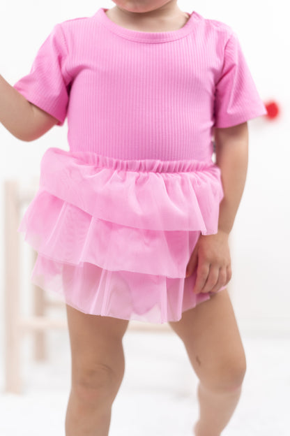 BUBBLEGUM RIB DREAM TUTU BODYSUIT DRESS