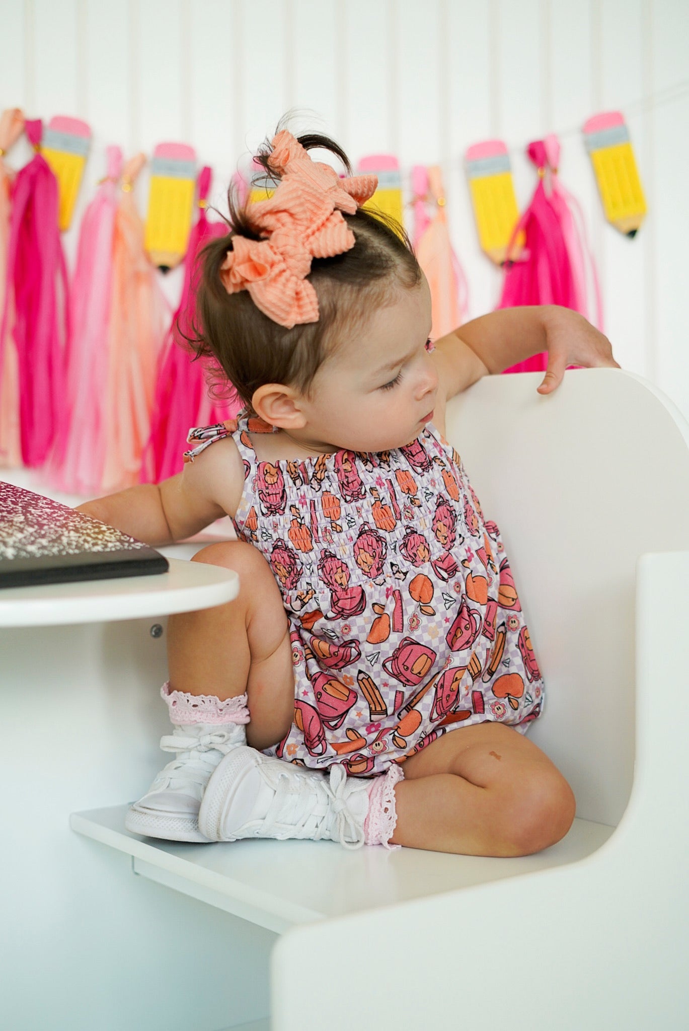 RULE THE SCHOOL SMOCKED BUBBLE ROMPER