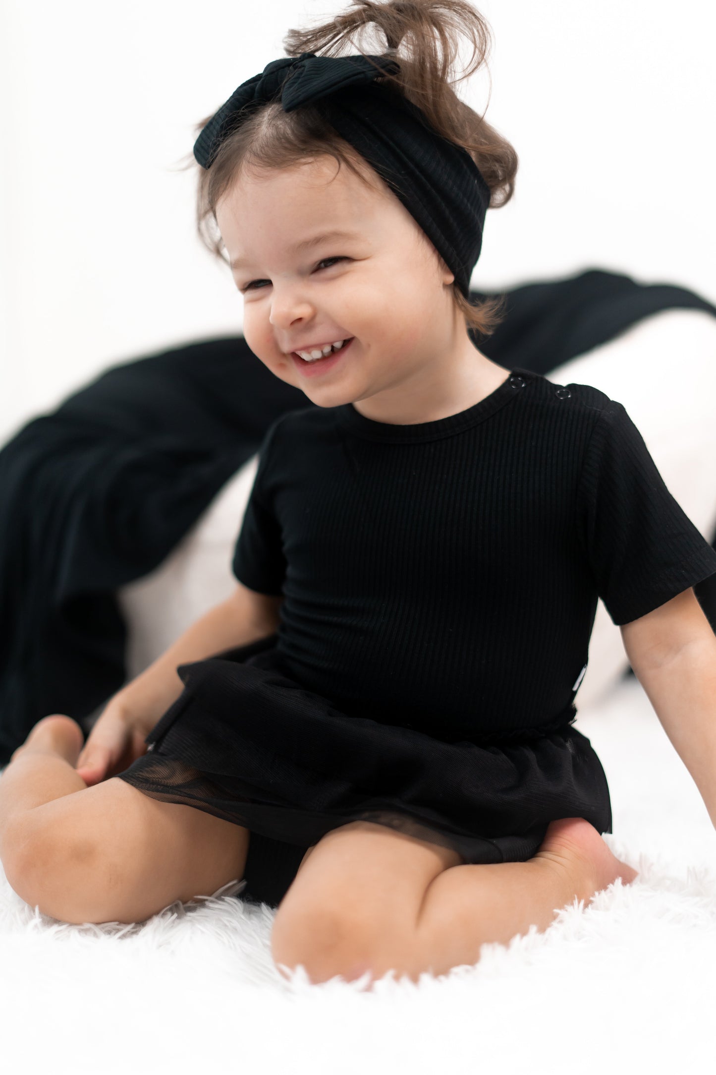 BLACK RIB DREAM TUTU BODYSUIT DRESS