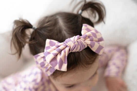 PLUM WAVY CHECKERS DREAM BOW