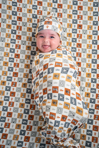 WILD WEST CHECKERS DREAM SWADDLE & BEANIE