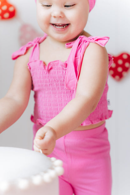 BUBBLEGUM RIB DREAM SMOCKED FLARE SET