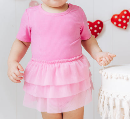 BUBBLEGUM RIB DREAM TUTU BODYSUIT DRESS