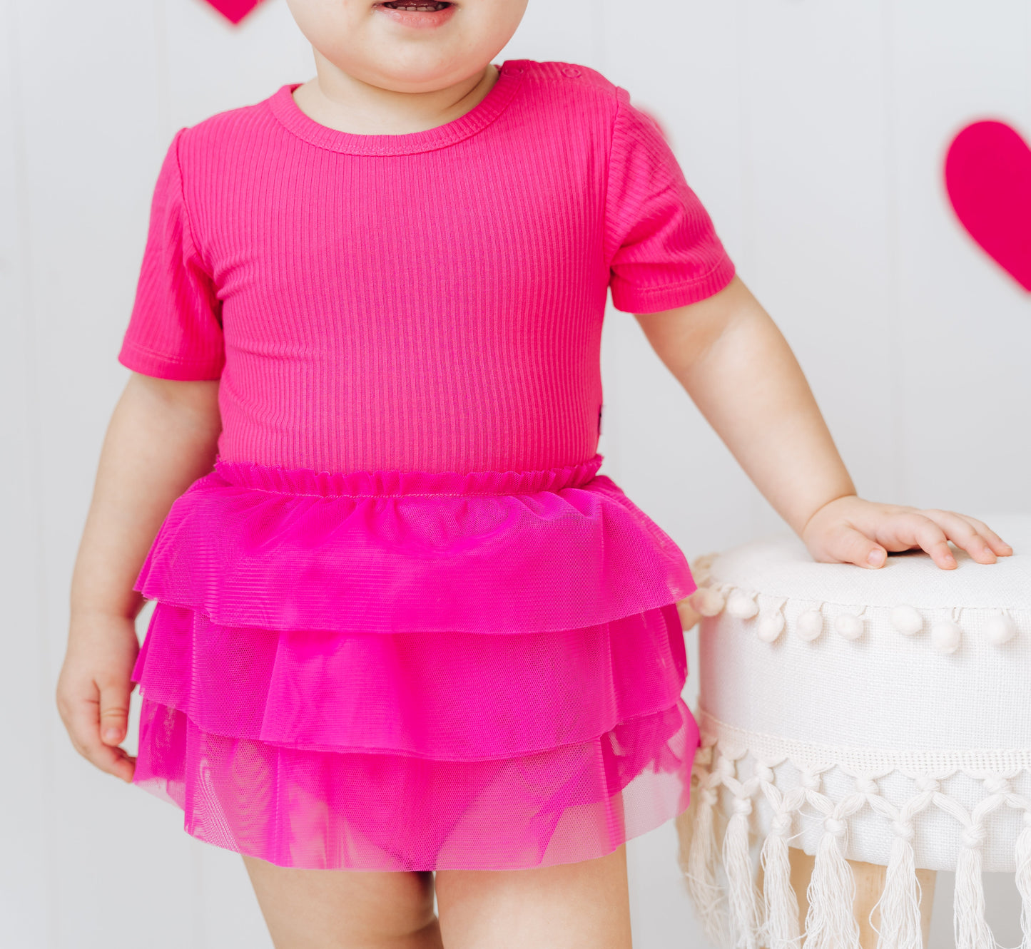 HOT PINK RIB DREAM TUTU BODYSUIT DRESS