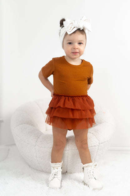 COPPER RIB DREAM TUTU BODYSUIT DRESS