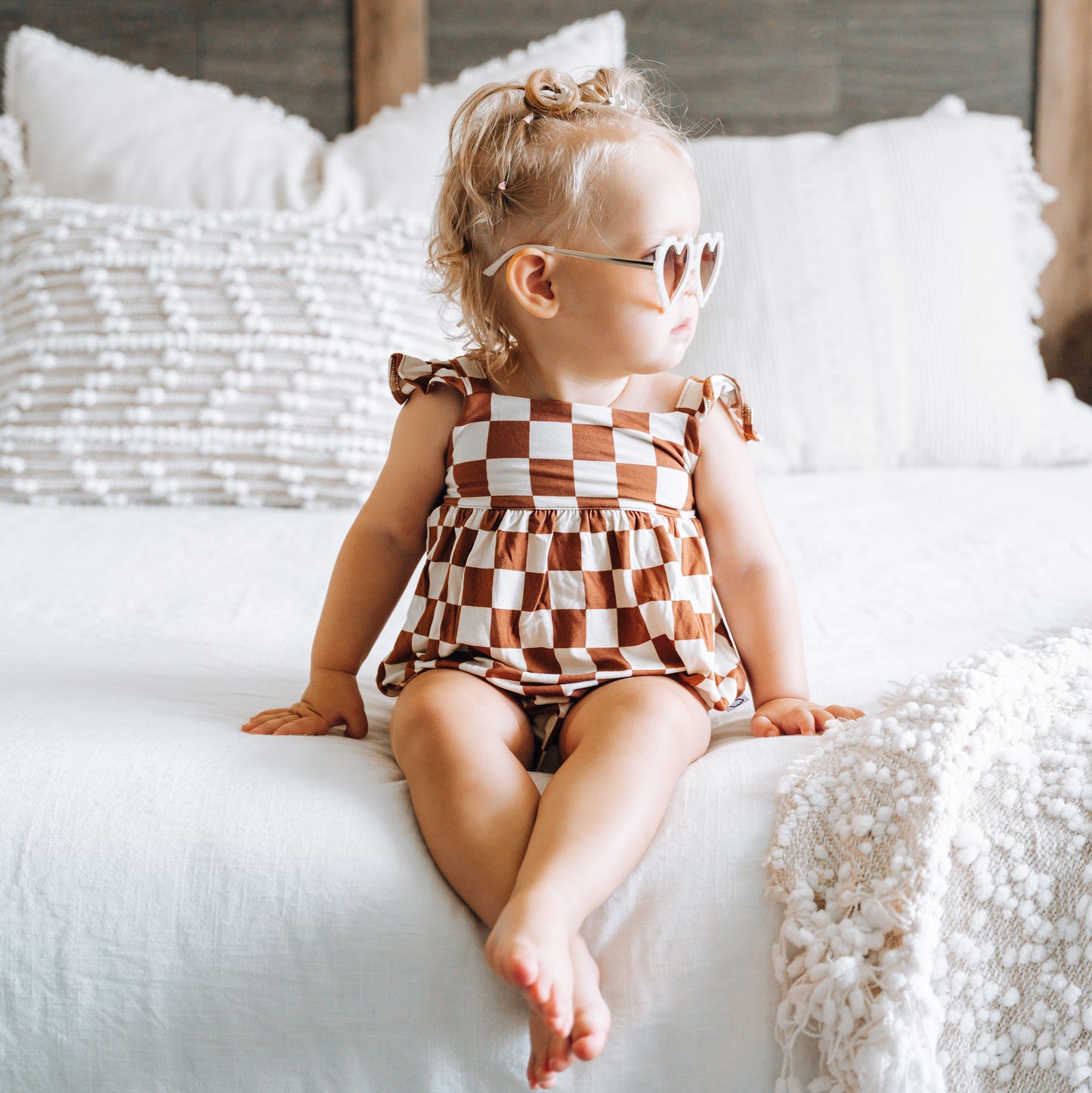 COPPER CHECKERS DREAM BUBBLE ROMPER