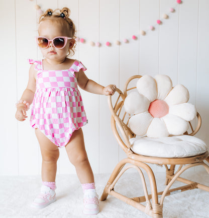 BUBBLEGUM CHECKERS DREAM BUBBLE ROMPER