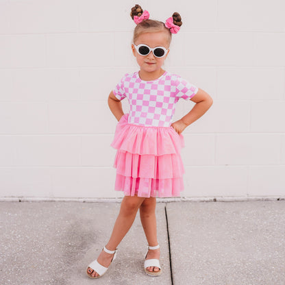 BUBBLEGUM CHECKERS DREAM TUTU DRESS