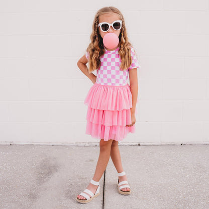 BUBBLEGUM CHECKERS DREAM TUTU DRESS