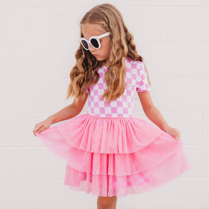 BUBBLEGUM CHECKERS DREAM TUTU DRESS