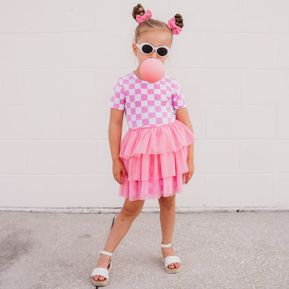 BUBBLEGUM CHECKERS DREAM TUTU DRESS