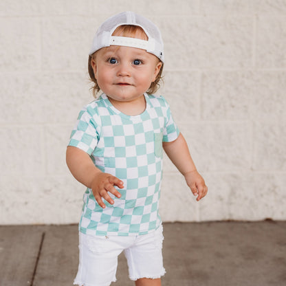 MINT CHECKERS DREAM POCKET TEE