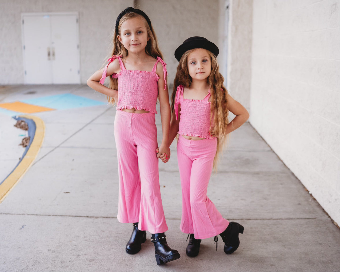 BUBBLEGUM RIB DREAM SMOCKED FLARE SET