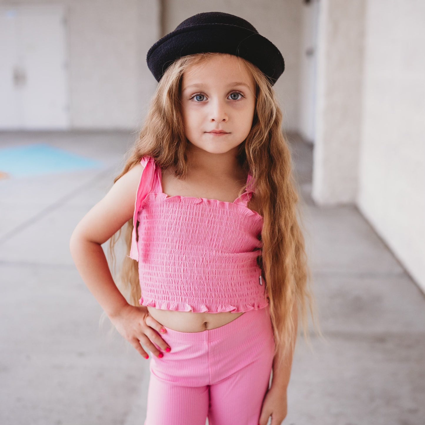 BUBBLEGUM RIB DREAM SMOCKED FLARE SET