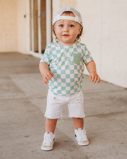 MINT CHECKERS DREAM POCKET TEE