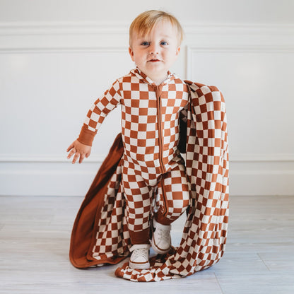 COPPER CHECKERS DREAM ROMPER HOODIE