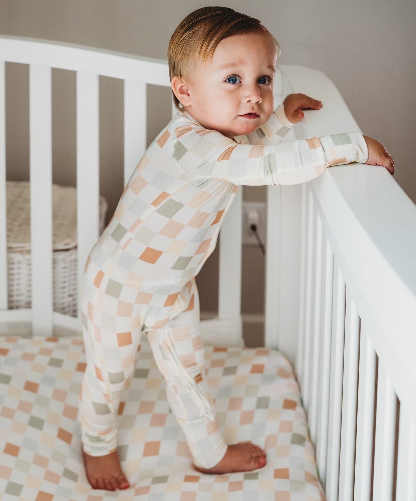 MUTED CHECKERS DREAM ROMPER