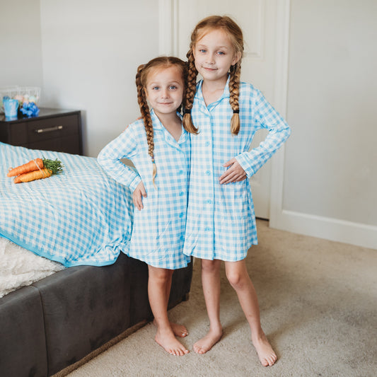 SKY BLUE GINGHAM GIRL'S DREAM GOWN