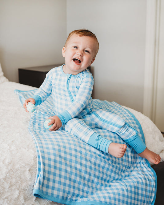 SKY BLUE GINGHAM DREAM ROMPER